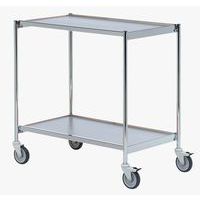 Verrijdbare tafelwagen chroom - 2 plateaus - Draagvermogen 150 kg