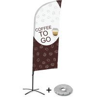 Beach flag avec pied croix Coffee To Go - Anglais - Showdown Displays