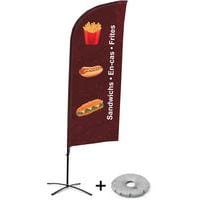 Beach Flag Alu Wind compleet - Sandwiches.En-cas.Frites - kruisvoet.