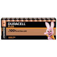 Alkalinebatterij AAA plus 100% - 24 eenheden - Duracell