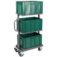 Chariot à plateaux avec 3 bacs norme Europe 60 L - Manutan Expert