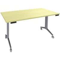 Table rectangulaire Avel plateau pivotant pieds alu sur roulettes