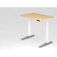 Bureau assis-debout pied blanc brillant XBHM-120x80 cm-Hammerbacher