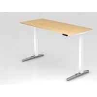 Bureau assis-debout pied blanc brillant XBHM-180x80 cm-Hammerbacher