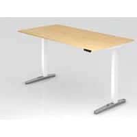 Bureau assis-debout pied blanc brillant XBHM-200x100 cm-Hammerbacher