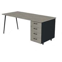 Bureau met ladeblok 140x80 cm HB 4 laden - Quadrifoglio