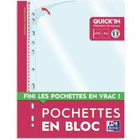 Pochette perforée Quick'in bloc Oxford - Bloc de 40