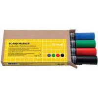 Marqueurs pour tableaux - noir/bleu/rouge/vert - 4pce - Sigel