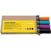 Marqueurs pour tableaux - noir/turquoise/magenta/orange - 4pce - Sigel