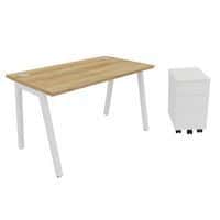 Pack Trendy: bureau 120x70 cm + verrijdbaar ladeblok wit