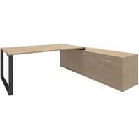 Bureau B180xD100 cm met ladeblok aan de rechterzijde 200x60 cm