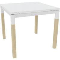 Bureau droit X4 plateau blanc et pied en chêne et blanc