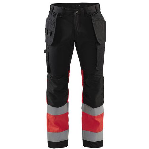 Pantalon haute-visibilité à stretch noir rouge fluo - Blåkläder