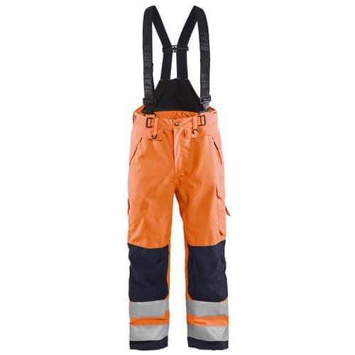 Pantalon à bretelles hardshell orange fluo marine - Blåkläder