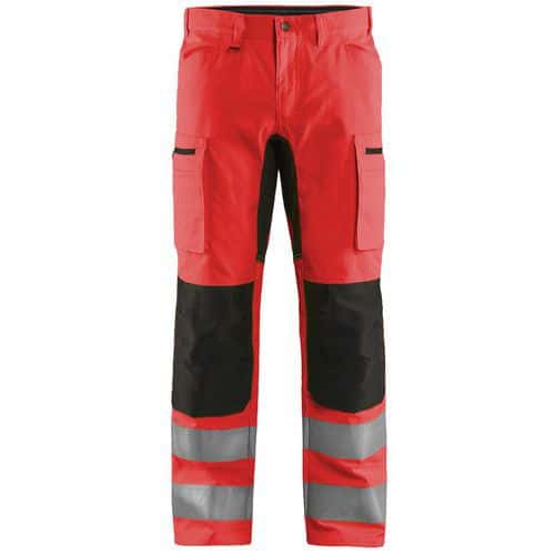 Pantalon haute-visibilité à stretch rouge fluo noir - Blåkläder