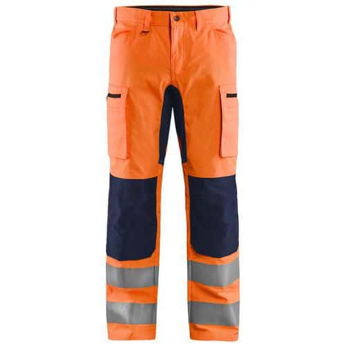 High Vis broek met stretch Oranje/Marineblauw - Blåkläder