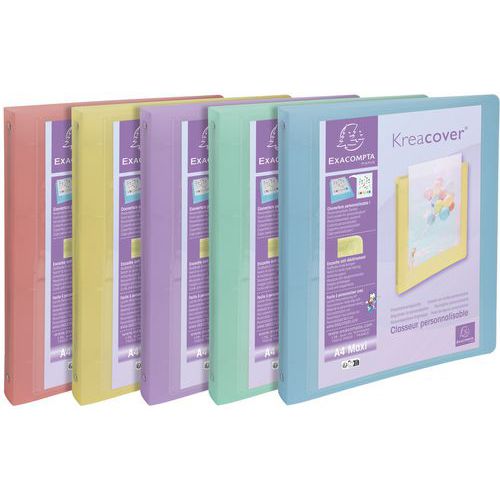 Classeur à 4 anneaux Kreacover pastel x15 assortis  - Exacompta