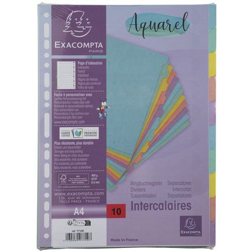 Intercalaire carte lustrée (lot de 15 assortis) - Exacompta