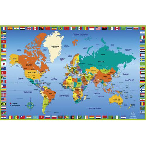 Sous-main rigide - Carte du monde - Exacompta