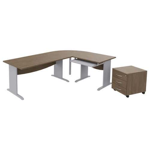 Set Mercure recht bureau 160 cm + 80 cm + legbord + hoek 90° + ladeblok