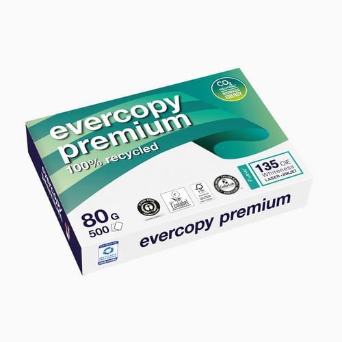 Pak gerecycled papier 500 vellen 80 g Evercopy Premium