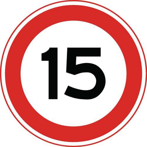 Verbodsbord - A1 - Maximum snelheid 15 km/u