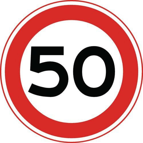 Verbodsbord - A1 - Maximum snelheid 50 km/u