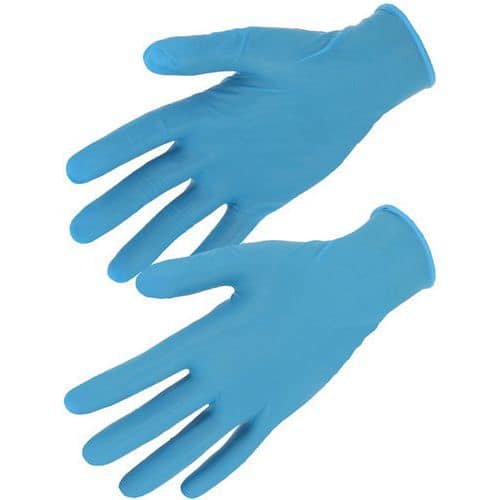 Gants jetables nitrile bleu non poudre boite de 100 - Singer Safety