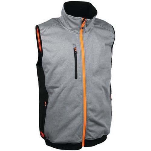 Softshell mouwloos vest grijs 96% polyester en 4% elastaan 300g/m²