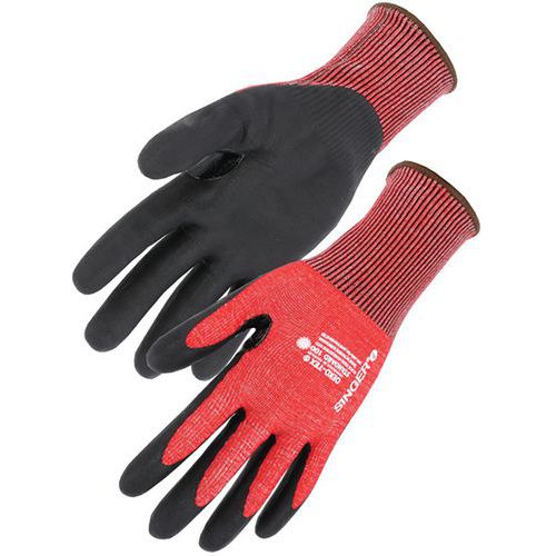 Gants nitrile mousse coupure D support PEHD dos non enduit - Singer Safety