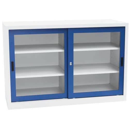 Armoires basses portes coulissantes CH - Avec vitrine - L150 cm - Manutan Expert