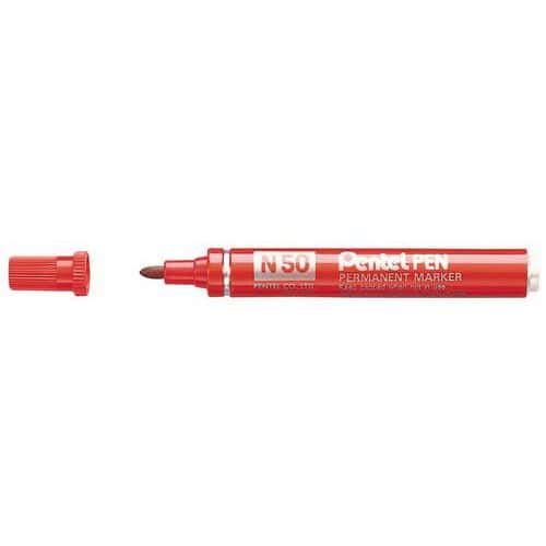 Permanente markeerstift N50 - ronde punt - met dop - Pentel