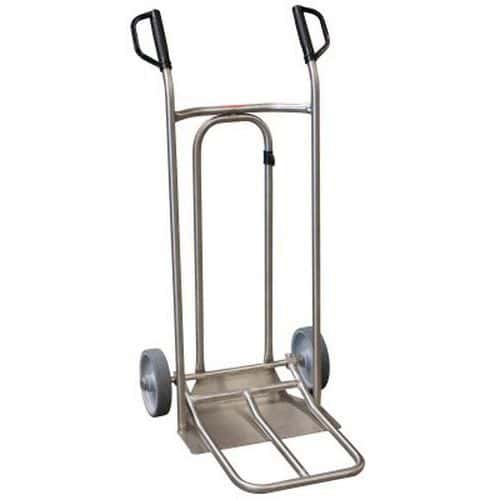 Diable inox 250 kg - Roue caoutchouc - Bavette fixe et repliable