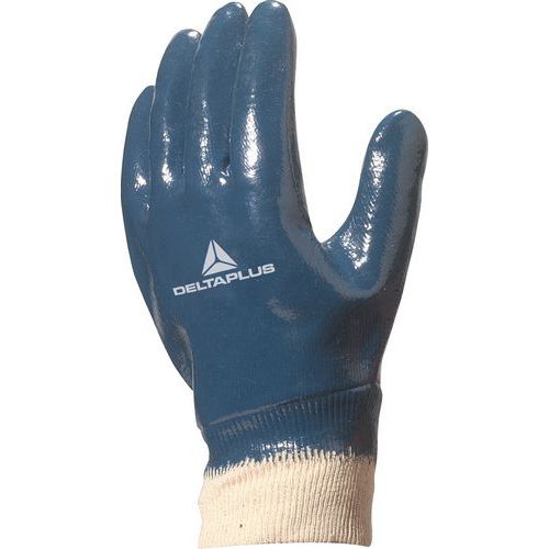 Handschoen nitril Blauw Geheel Gecoat Tricot Boord