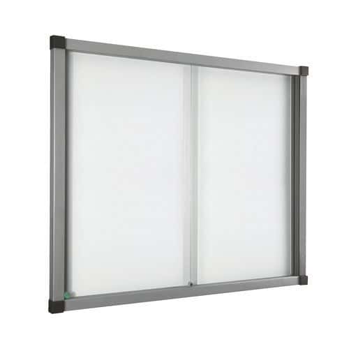 Binnenvitrine Cube - Aluminium achterwand - Deur van veiligheidsglas