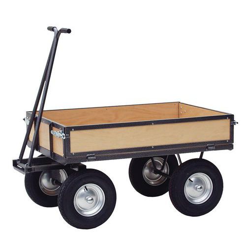 Handtrekwagen met houten wanden - Laadvermogen 500 kg - Plateau 800 x 1200 mm