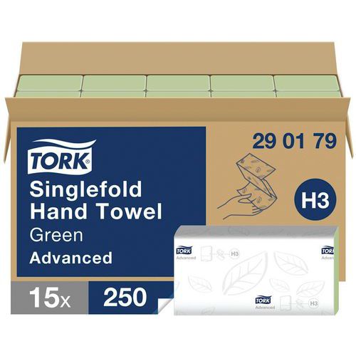 Handdoek groen Tork Advanced H3 - ZZ-vouw