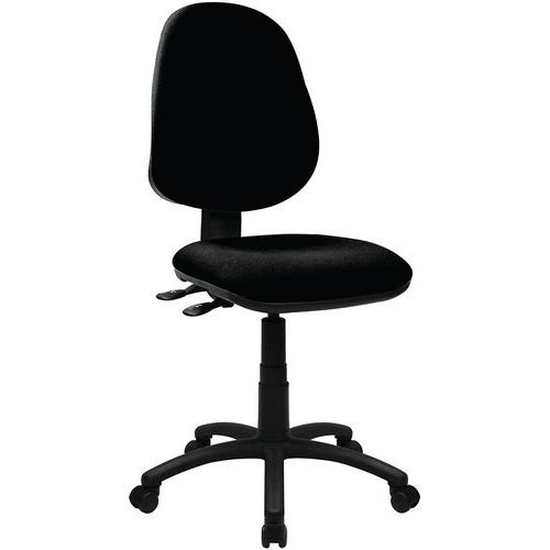 Chaise de bureau noire - Dossier moyen - Assise et dossier en tissu - Double levier