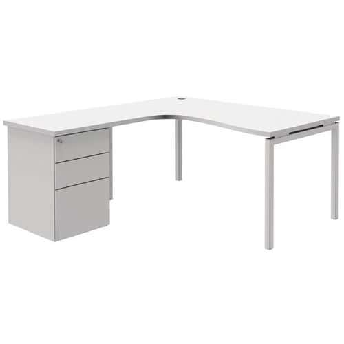 Compact bureau met ladeblok Open - Wit/wit