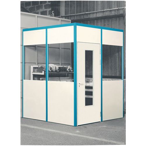 Porte battante pour cloisons d'atelier mélaminé - Paroi semi-vitrée - Hauteur 3.01 m