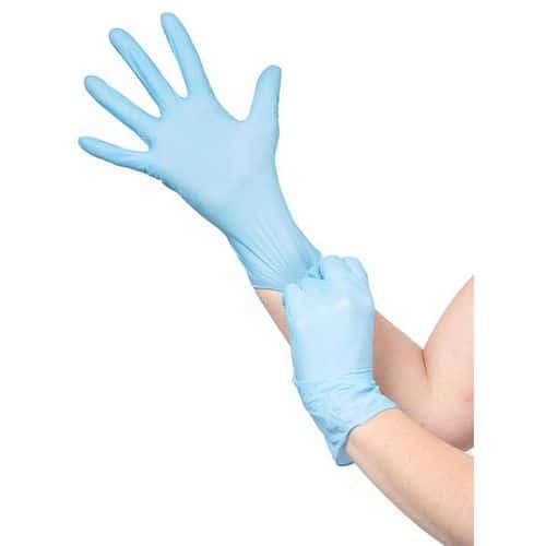 Gants jetables 1135 en nitrile non poudré longueur 240 mm - Bleu