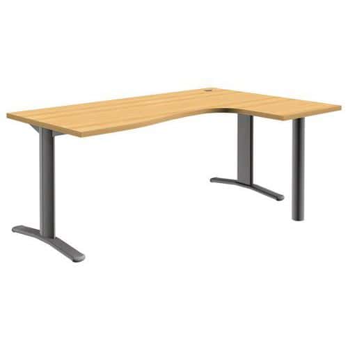 Bureau compact - Pure - Verstelbaar onderstel - Beuken/grijs aluminium