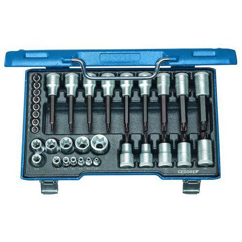 Dopsleutelset 1/2'' en 1/4'' 34delig Torx 19TX20 - Gedore