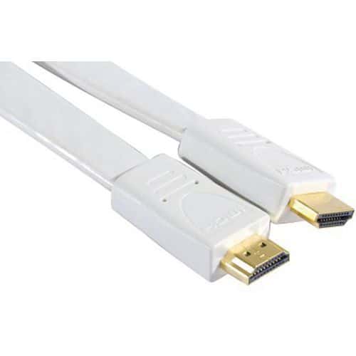 Cordon HDMI haute vitesse plat blanc - 1,8m