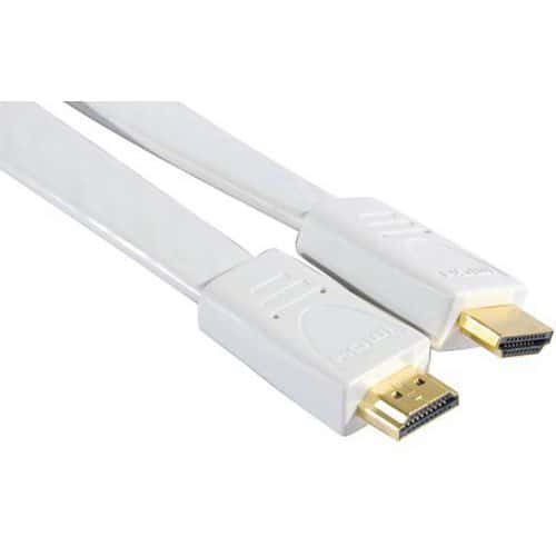 Cordon HDMI haute vitesse plat blanc- 1m