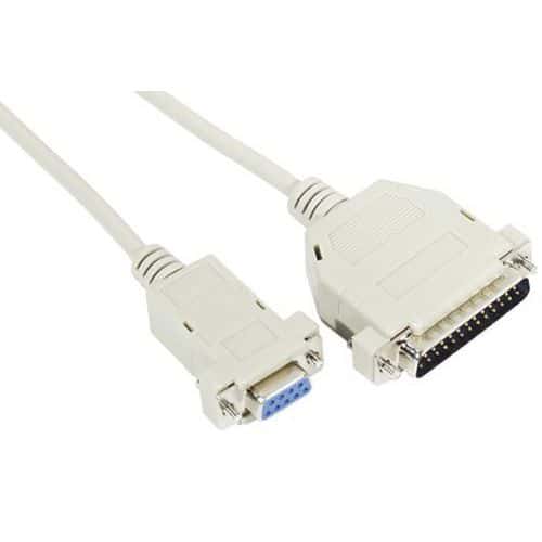 Cordon série Null Modem DB9F à DB25M - 1,80m