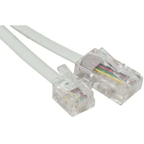 Telefoonsnoer RJ11 naar RJ45 wit - 10 m