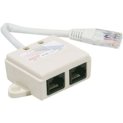 Doubleur de port RJ45 non blindé - avec cordon