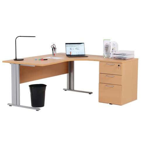 Compactbureau met ladeblok met C-poten - Beuken - Manutan Expert