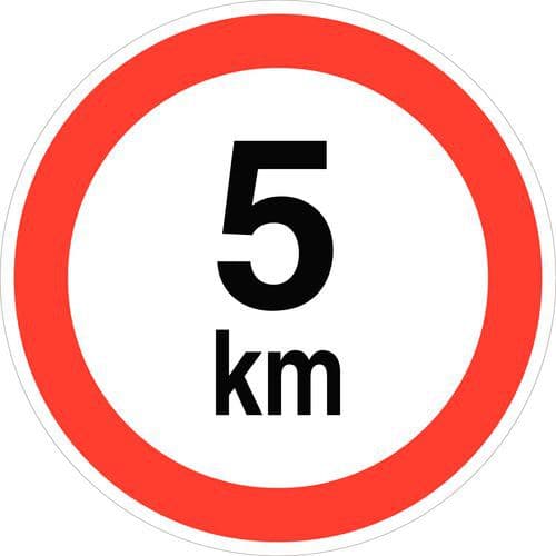 Pictogramme de limitation de la vitesse à 5 km/h - Aluminium